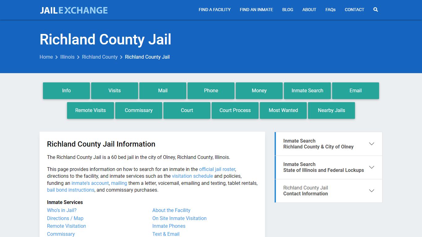 Richland County Jail, IL Inmate Search, Information